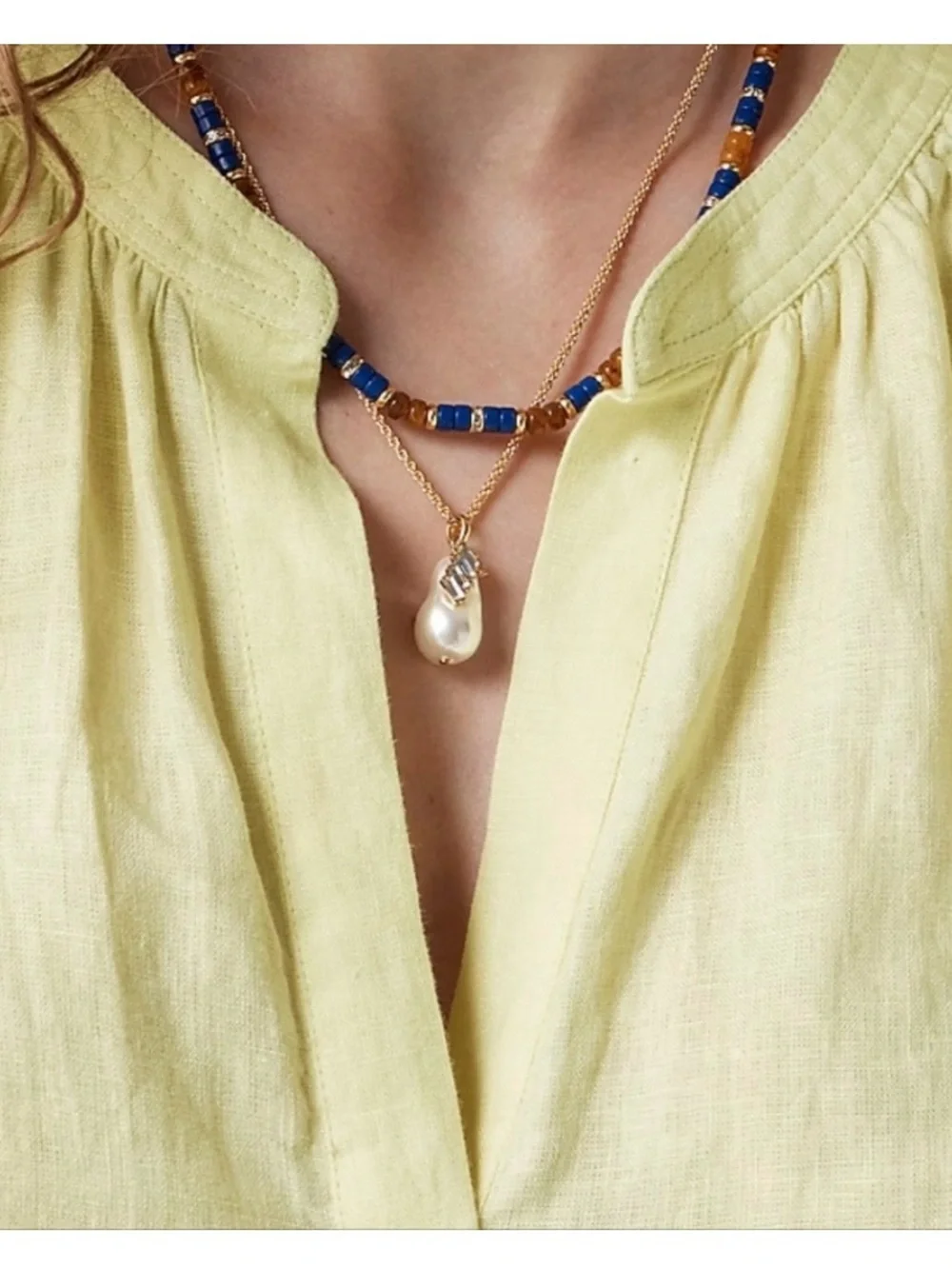 J. Crew Pale Yellow Linen-Blend V-Neck Blouse